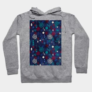 Elements - a watercolor pattern in red, cream & navy blue Hoodie